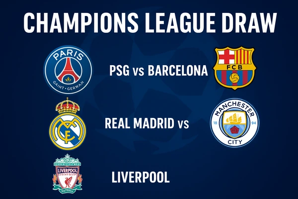 Champions League Draw: PSG vs Barcelona, Real Madrid vs Man City, and Liverpool’s Big Tests